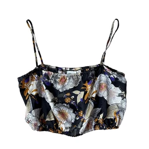 Janet Chung Crop Tank Floral Träger Top Bluse XL schwarz - Bild 1 von 10
