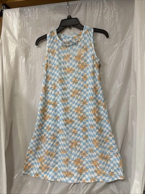 Vestido elástico Hurley para niñas talla 14/16 azul con palmeras Foto 1 de 4