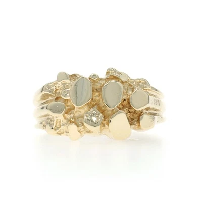 Yellow Gold Nugget Statement Ring - 14k Textured - Image 1 of 4