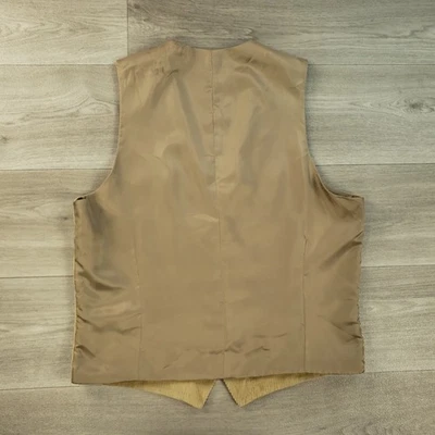 Access Corduroy Suit Vest Waistcoat Men's Large Tan Cotton Three Button V-Neck - Image 1 of 4