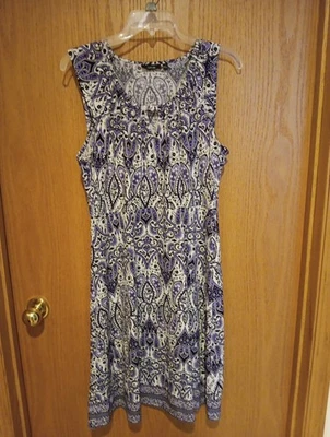 Apt. 9 Vestido Informal Azul Púrpura Estampado Cachemira Sin Mangas Estilo Bohemio Grande Foto 1 de 4