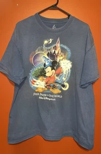 Vintage Walt Disney World VIER PARKS EINE WELT Zauberer Mickey Shirt XL MK Epcot - Bild 1 von 6
