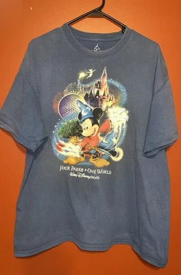 Vintage Walt Disney World FOUR PARKS ONE WORLD Sorcerer Mickey Shirt XL MK Epcot - Image 1 of 4