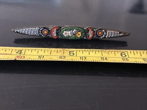 VINTAGE / ANTIKE ITALIENISCHE MIKROMOSAIK BROSCHE LANGE FORM QB - Bild 1 von 6