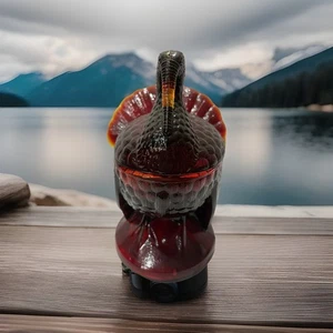VINTAGE LE SMITH RUBY RED GLASS TURKEY DISH BOWL DECOR W/ LID - Picture 1 of 11