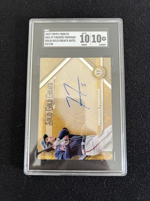 2022 Topps Tribute Freddie Freeman Solid Gold Greats Auto /150 SGC 10/10! - Image 1 of 2