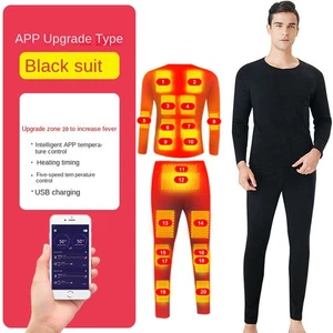 USB Smartphone Thermal Control Men/Women Electric Heating Underwear Winter Suit - Picture 1 of 22