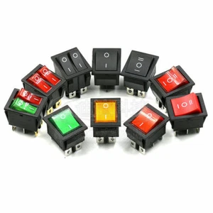 Interruptor basculante rectangular de 6 pines interruptor LED ENCENDIDO/APAGADO/ENCENDIDO/APAGADO 16A 250V - Imagen 1 de 13