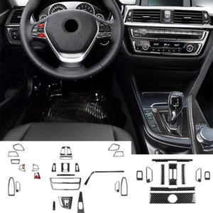39pcs/Set Carbon Fiber Interior Trim Cover For BMW 3/3GT Series F30 F34 2013-16 - Foto 1 di 8