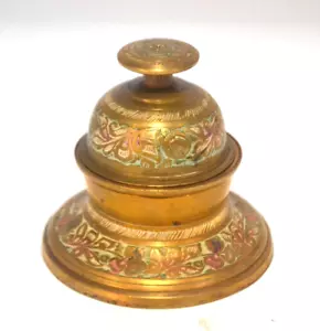 Vintage Indian Elephant Claw Brass Bell & Stand Hand Chased Excellent Condition - Picture 1 of 10