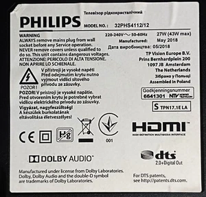 RICAMBI PER TV PHILIPS 32PHS4112/12 - Foto 1 di 9