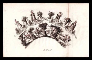 PROJET d'ÉVENTAIL Les 4 saisons : BELLEVILLE (Jean-Pierre) 1833 - Picture 1 of 5