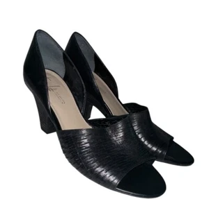 Franco Sarto Artist Collection Selina D’Orsay Block Heels Sz 10 Black Leather - Picture 1 of 10