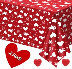 2 Pcs Valentine's Day Tablecloth Rectangular Table Cover for Valentine's Decor - Picture 1 of 7