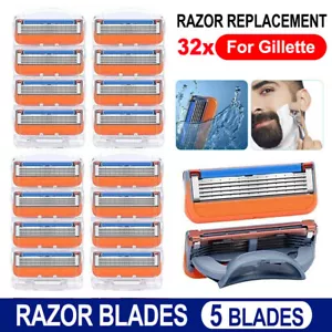 32PCS Shaving Razor Blades Refills Compatible for Gillette Fusion 5 Proglide UK - Picture 1 of 17