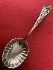 Floral Flower Design 5.8" Sterling Silver Berry Sugar Spoon Piecrust Fluted Bowl