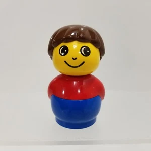 Lego: Duplo Primo - Boy w/Blue Base, Red Top, Brown Hair Figure - baby001 - Picture 1 of 6