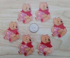 6 Pcs Lot Winnie The Pooh Flatback Resin Cabochon Hair Bow Center Supplies. - Picture 1 of 1