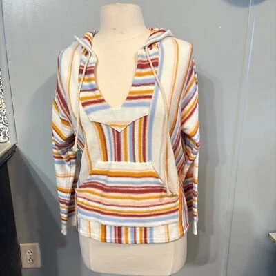 NWT Forever 21 Burnt Orange Yellow  White Blue Hooded Pullover (Junior's Medium) - Image 1 of 4