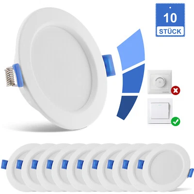 10x LED Einbaustrahler Dimmbar Einbauleuchten Flach Decken Einbau Spot Set 230V - Bild 1 von 4