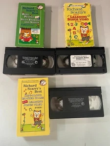 Richard Scarry's VHS lot 3 learning songs silly stories sing along mother goose - Picture 1 of 7