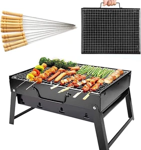 Charcoal BBQ Grill, Portable BBQ Set, Lightweight Barbecue Folding Steel Roast R - Picture 1 of 9