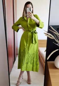 VESTIDO CAMISERO ZARA BORDADO TALLA XS NUEVO CON ETIQUETAS - Imagen 1 de 3