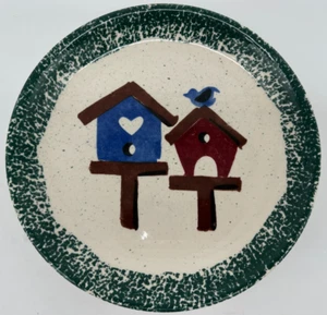 Blue Bird House 10" Dinner Plate~USED~Vintage Gibson Stoneware Red Birdhouse - Picture 1 of 8