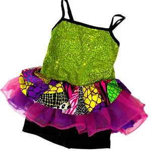 Curtain Call Costumes Girls Size Small Dance Outfit Peace Out E2104 Jazz Dress - Picture 1 of 6