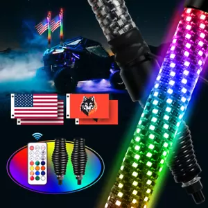 Luces de látigo RGB mejoradas de 2 pies con base de resorte antifractura aptas para Polaris ATV - Imagen 1 de 8