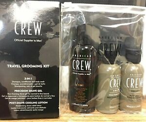 American Crew Travel Grooming Kit 3 in 1 Shampoo Body Wash Shave Gel Lotion New
