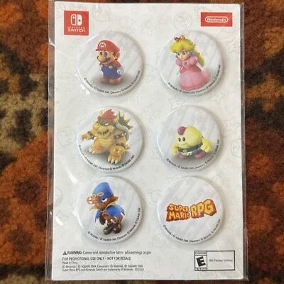 Super Mario RPG 6-Piece Buttons Set Nintendo GameStop Exclusive New In Package - Image 1 of 3