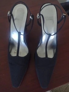 Stuart Weitzman Sandalen schwarz hoher Stoff 31⁄2"" hoher Absatz 8M - Bild 1 von 16