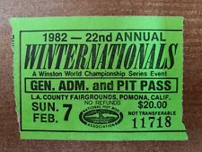 Vintage Nhra 1982 Winternationals Ticket & Pit Pass Pomona February 7, 1982