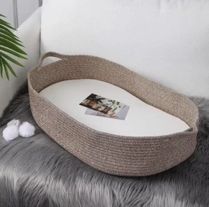Baby Changing Basket- Boho Moses Basket- Cotton Rope With Mattress - Picture 1 of 2