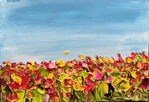 ACEO Original Oil Painting Wildflowers Field Flowers Floral Art Palette knife - Picture 1 of 8