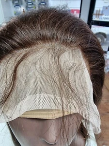 PELUCA PERUANA DE ENCAJE COMPLETO SIN PEGAMENTO 22 PULGADAS 180% DENSIDAD BASE SEDA RECTA TOP 4## - Imagen 1 de 7