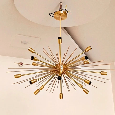 18 Arms Brass Sputnik Starburst URCHIN Chandelier Ceiling Light Fixture Cover