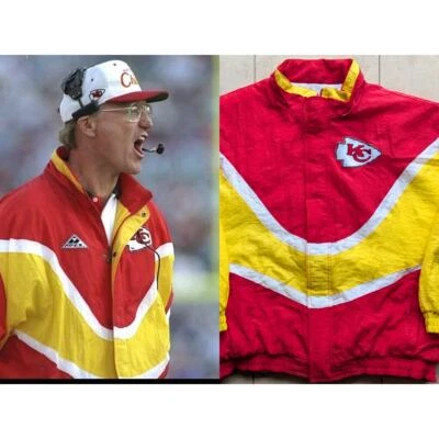 Kansas City Chiefs 90s APEX puffer Wave jacket L red gold NFL Pro Line vintage - Image 1 of 4