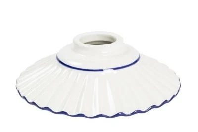 Ceramica BIANCA per lampadario o applique ricambio sostitutivo BORDO BLU 20 CM - Immagine 1 di 2