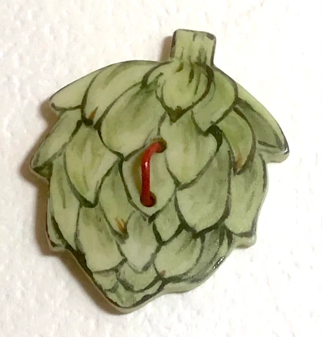 Artichoke Porcelain Ceramic Button, Sew Through Cover