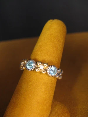 ANILLO PILA FLORES TOPACIO APATITA BARBARA BIXBY TALLA 8 TALLADO SS 18K regalo piedras preciosas Foto 1 de 3