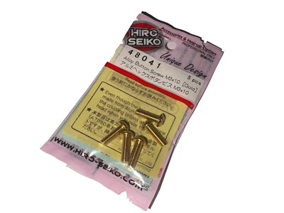 Tamiya Hiro Seiko 48041 GOLD M3 x 10mm Button Head Screws B7 B6.3 B74 (5) - Image 1 of 4