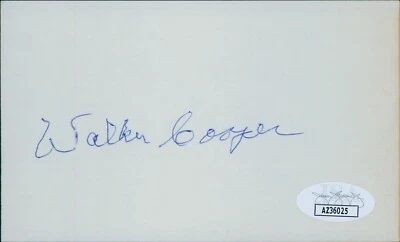 Walker Cooper St. Louis Cardinals Signed 3x5 Index Card JSA Authenticated - Image 1 of 2