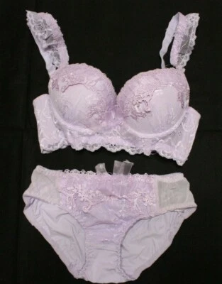 Lilac Satin-Lace push-up Bra & Panty set Size 30B US - Image 1 of 4