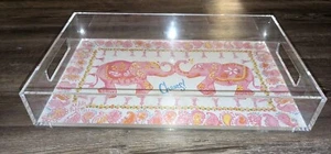 Lilly Pulitzer 17" Lucite Resort White Get Trunked Up serving tray - Picture 1 of 3