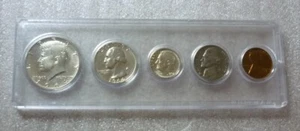 1964 D UNITED STATES - MINT BU SET (5) w/ 3 SILVER - DENVER MINT -WHITMAN HOLDER - Picture 1 of 8