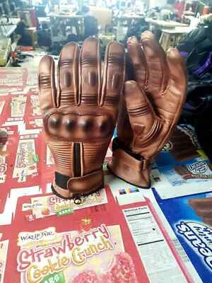 "Motorcycle Leather Gloves Racing Zip 4 Pairs Riding Motorbike Protection" - Image 1 of 3