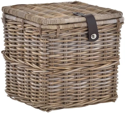 Korbtruhe Allzweck Korb Box mit Deckel Natur Rattan Grau (Mittel, Quadratisch) - Bild 1 von 4