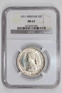 1921 MISSOURI COMMEMORATIVE HALF DOLLAR NGC MS62 - Picture 1 of 2
